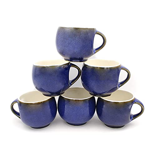 Royal Blue Ceramic Tea and Coffee Cups, Set of 6 Pieces, Latest